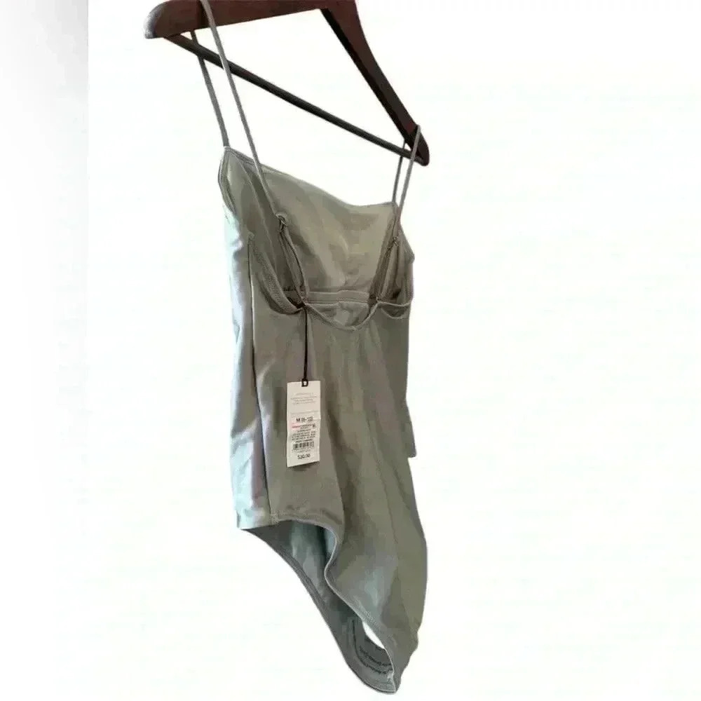 Shade & Shore Women’s High Leg Cheeky Silver Swimsuit Size M (8-10) NWT - Picture 4 of 6